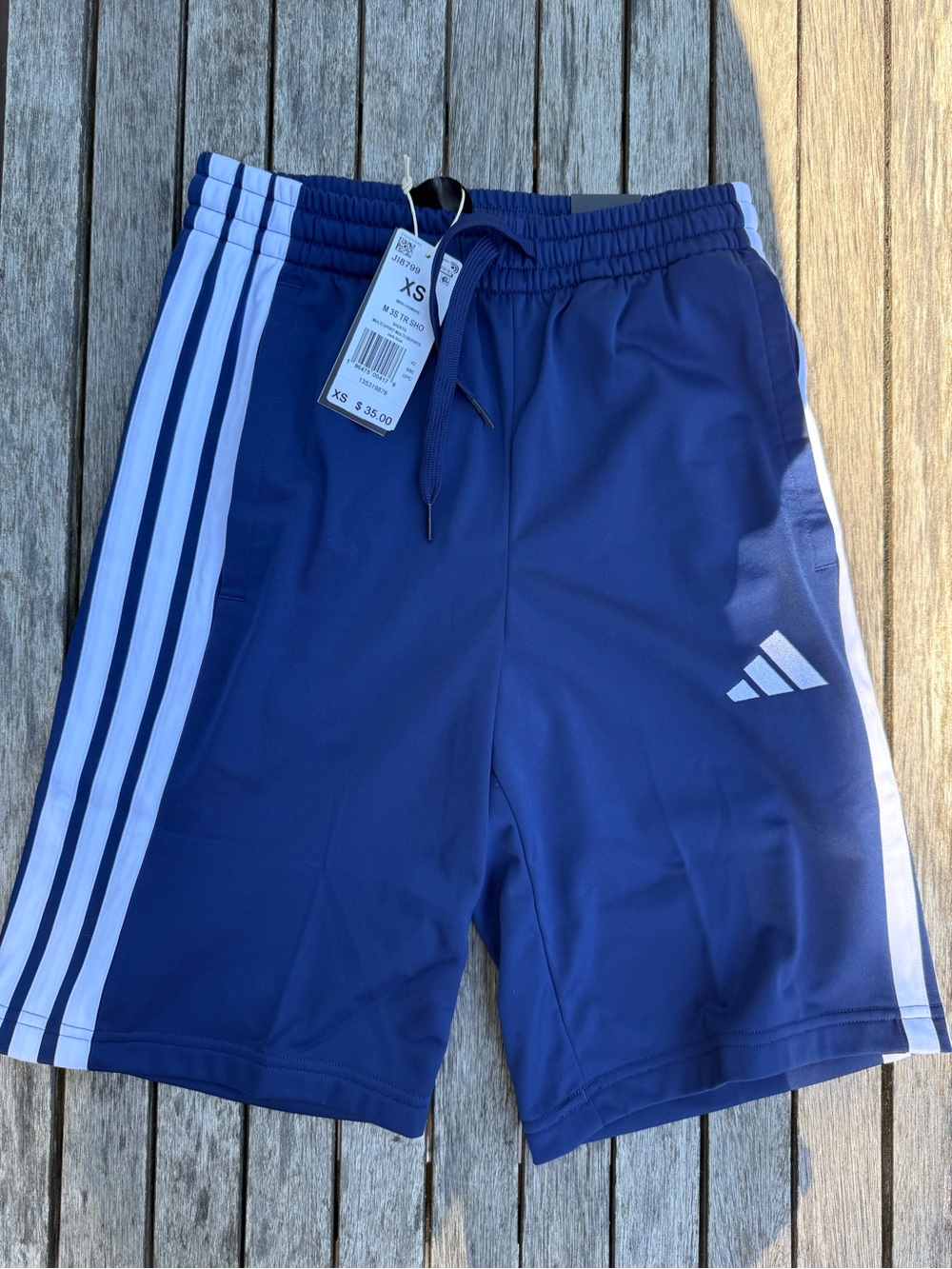 adidas Navy and White Athletic Training Shorts